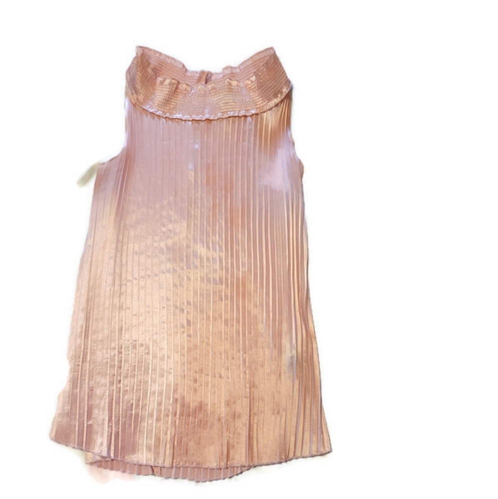 Essentials by Milano pink pleated mock turtleneck top.